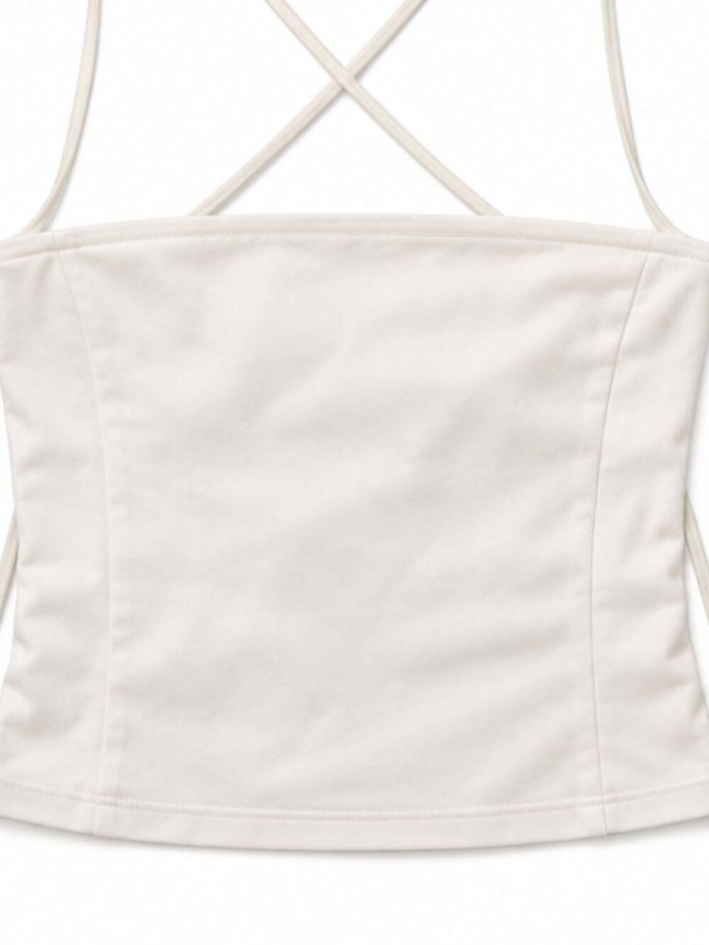 White Strapless Tie Back Tube Top Fitted Bandeau Going Out Crop Top Minimalist